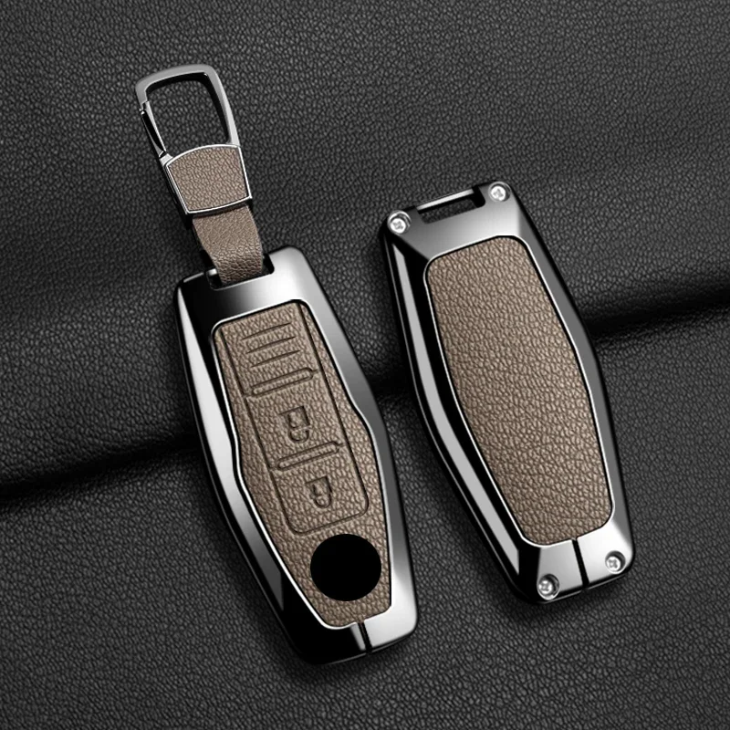 Suitable Zinc Alloy Leather Car Key Case Cover Shell Fob For Mitsubishi Outlander 2022 2023 2024 2025 Control Car Accessories
