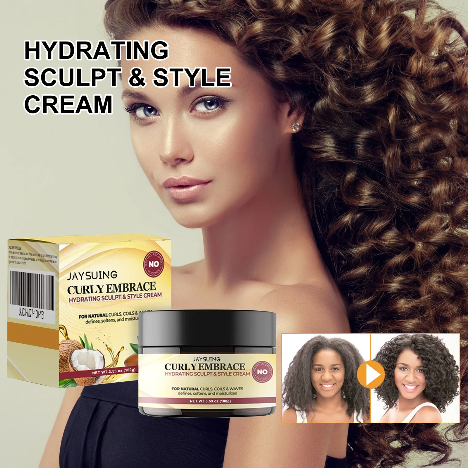 

Moisturizing Styling Cream Fluffy Curly Hair Styling Hydrating Moisturizing Gloss Repairing Frizzy Hair Smooth and Elastic