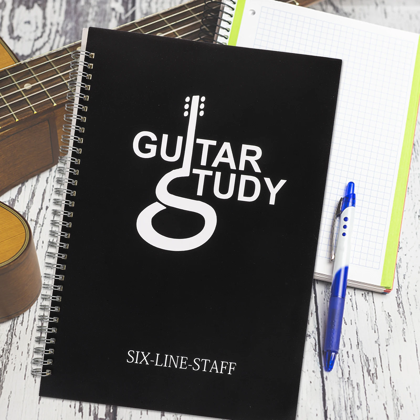 

Six- Book Music Notebook Guitar Tablature A4 Size Portable PP Cover Sheet Music Practice Book for Original Song sheet music book