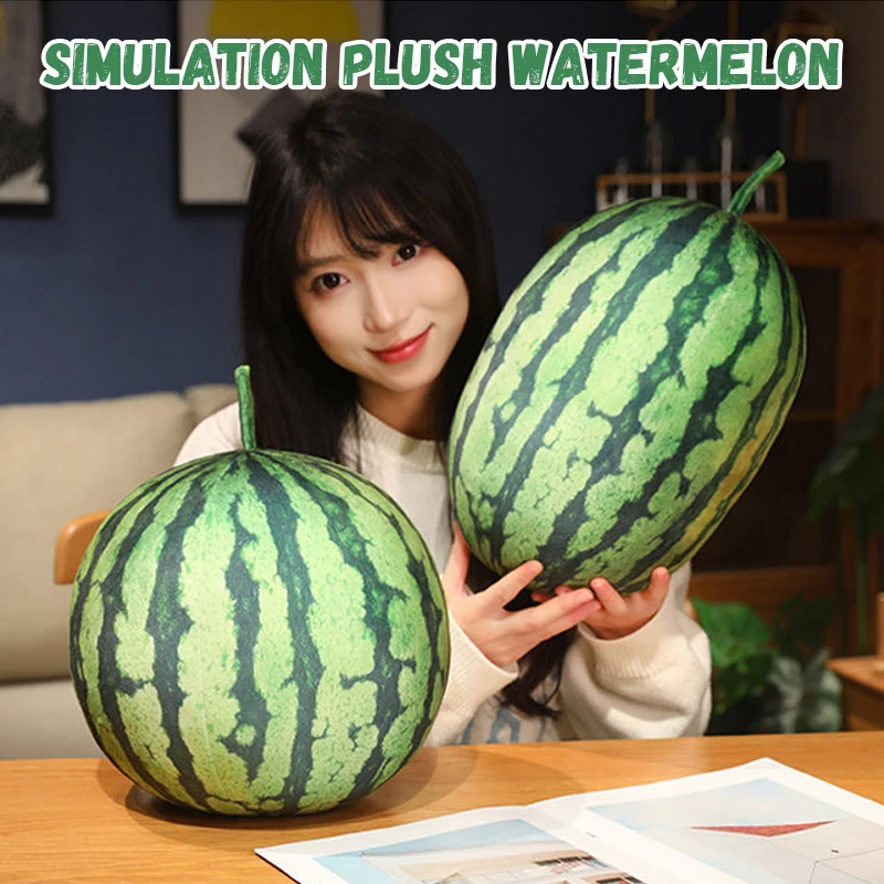 Adorable 3D Watermelon Plush Sofa Pillow Reallife Fruits Cushion Simulation Watermelon Stuffed Soft Pillow Home Decor Gift