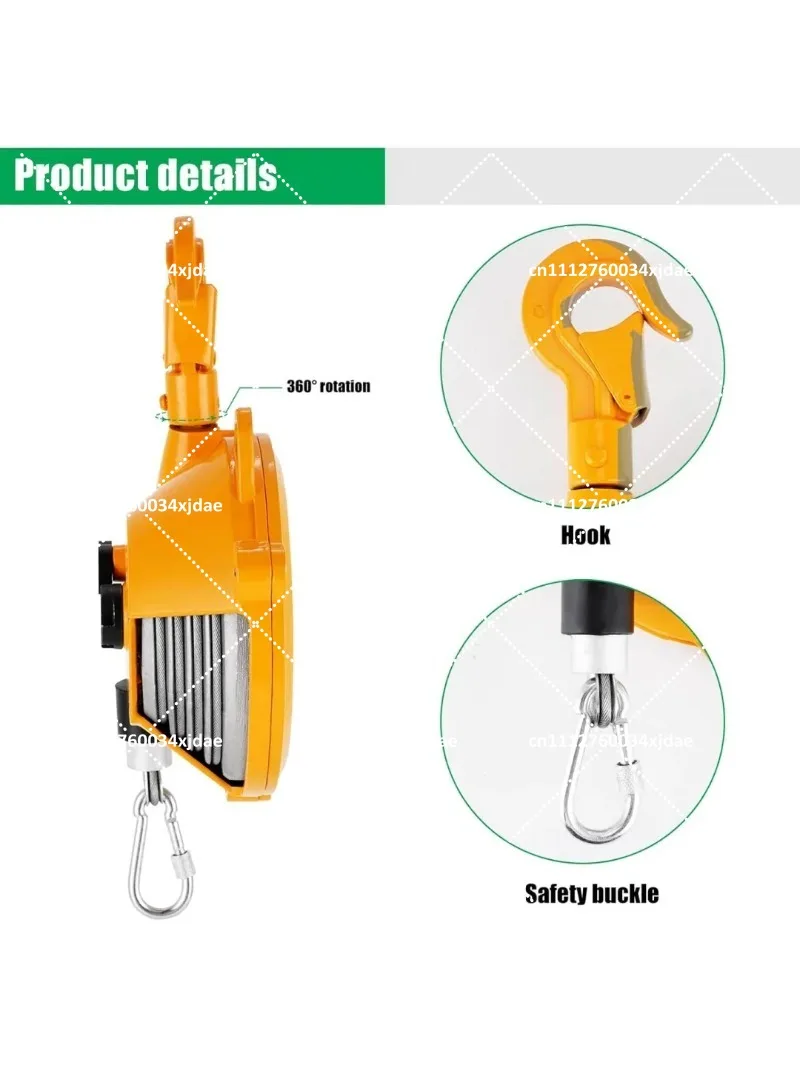 Retractable Spring Balancer 3-5kg Hanging Tool Retractor with 1.5m Wire Rope for Workshop Holding Equipment