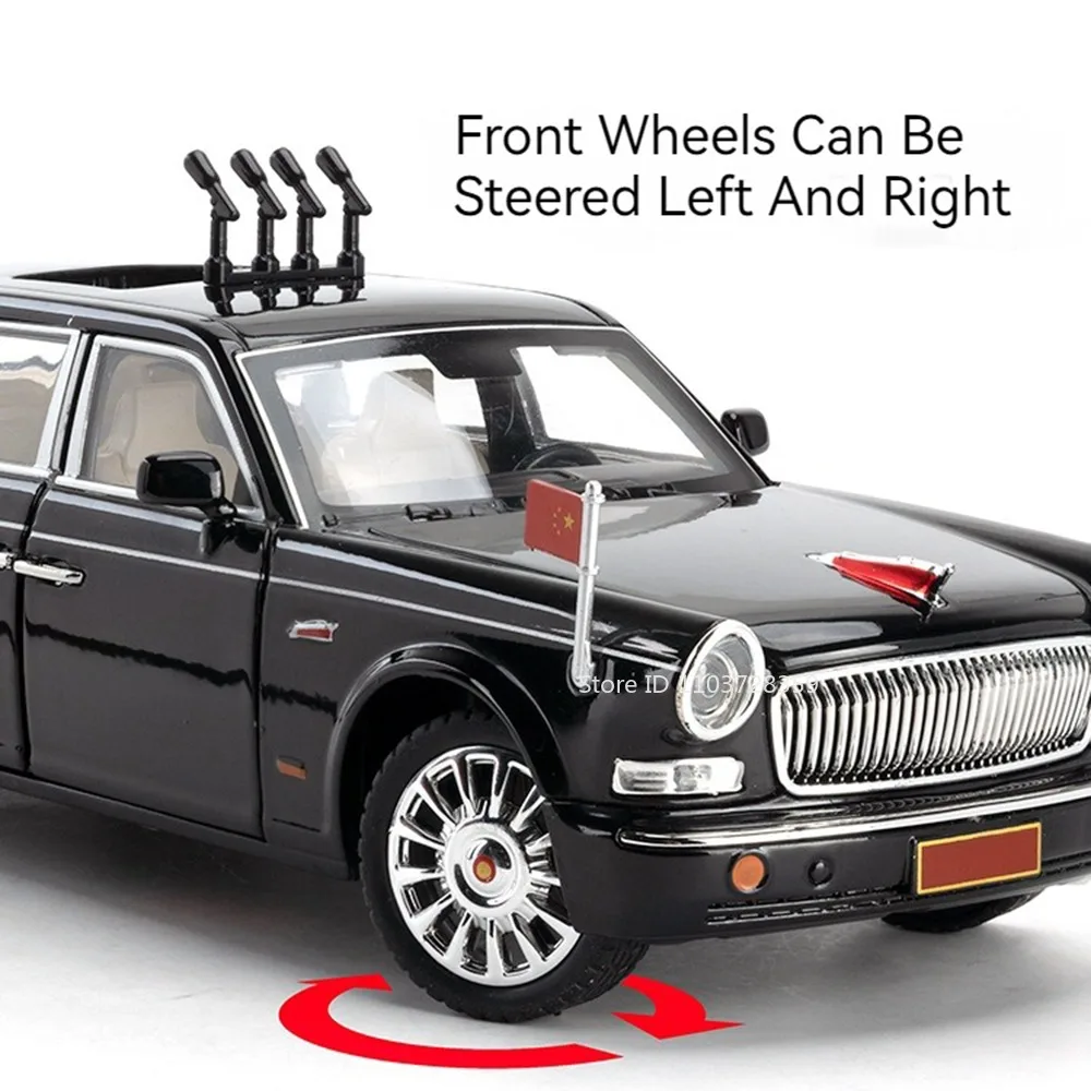 1:24 HONGQI 70TH H9 modelo en miniatura coches de juguete aleación Diecast sonido luz puertas abiertas tirar hacia atrás coche de simulación juguetes para niños regalos