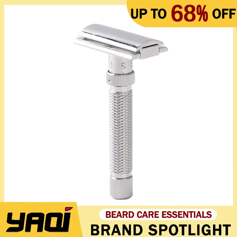 Yaqi Ultima Stainless Steel Adjustable Mens Safety Razor 77MM Handle Provides Comfortable Non-slip Grip For Mens Precise Shaving