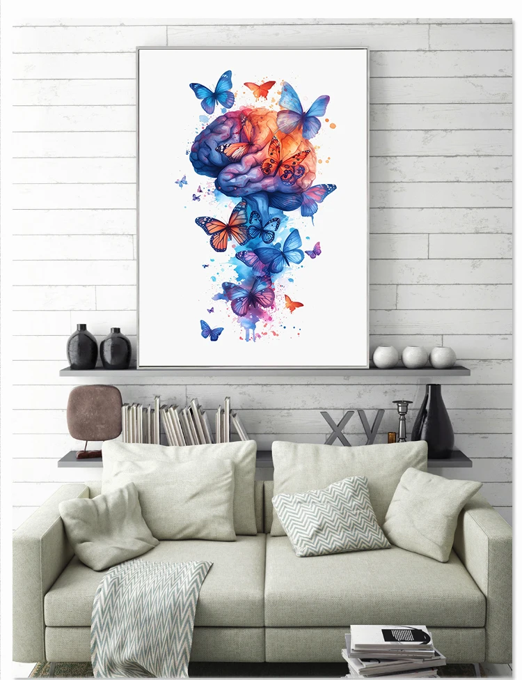 تشريح الأعضاء البشرية الملصقات زهرة الرئتين المائية علم الأعصاب علم النفس حائط لوح رسم صورة مكتب طبي ديكور