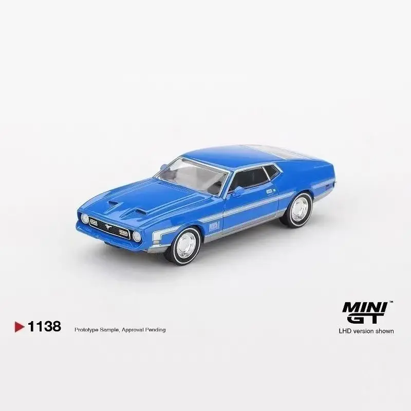 MINIGT 1:64 Ford Mustang Mach 1 Grabber Blue Alloy Die Cast Car Model 1138