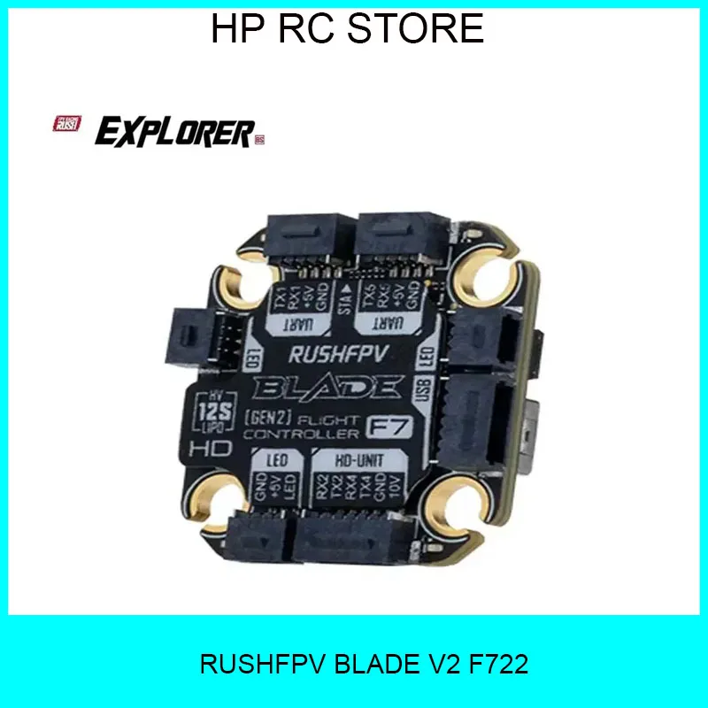 

RUSHFPV BLADE V2 F722 Mini High-Performance FC 3-6S BLHeli_32 4-in-1 ESC for FPV Drone Analog/Digital 50A/60A