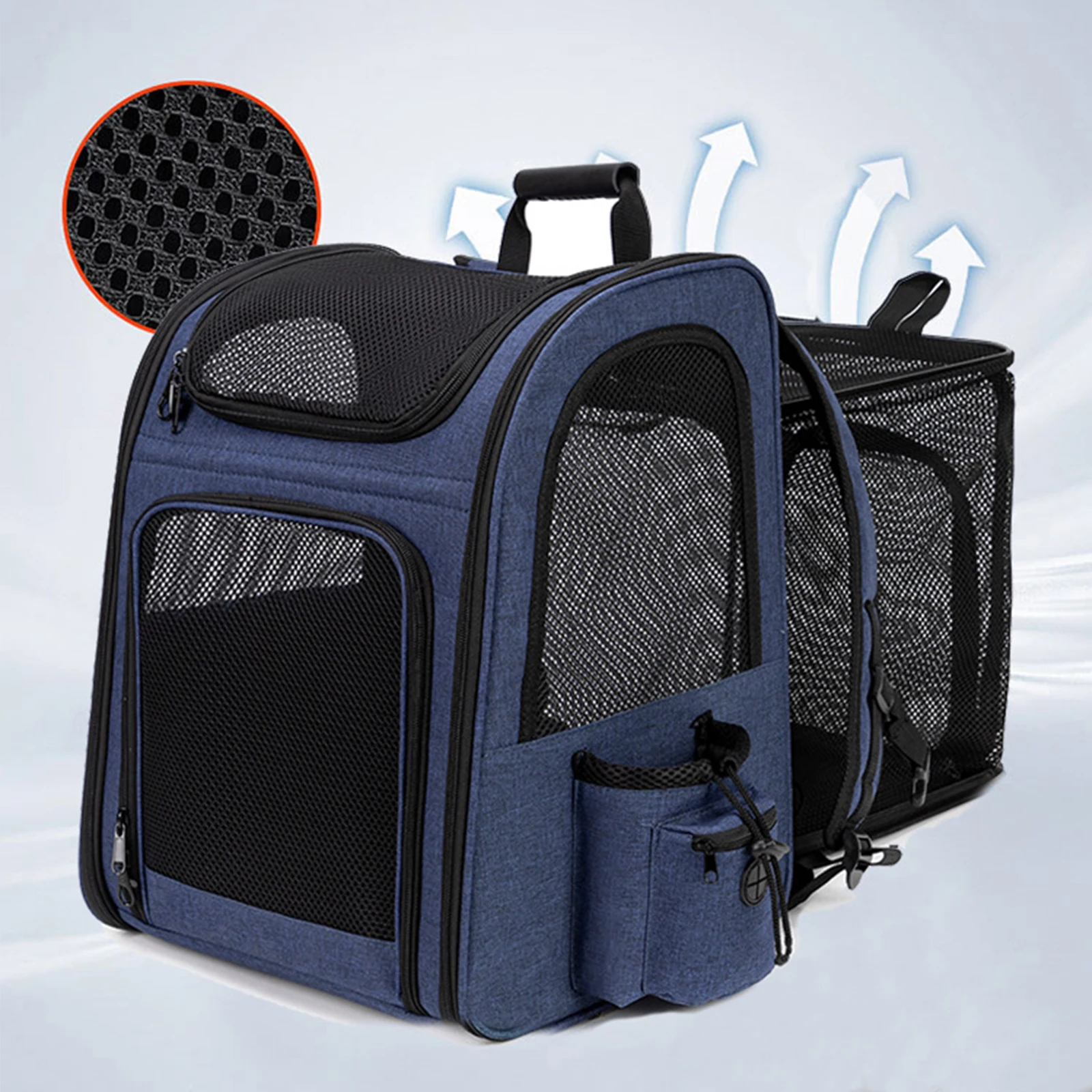 Expandable Pet Carrier Backpack with Mesh Window Ventilated Pet Backpack Bag Foldable Puppy Travel Bag for Hiking Travel Camping