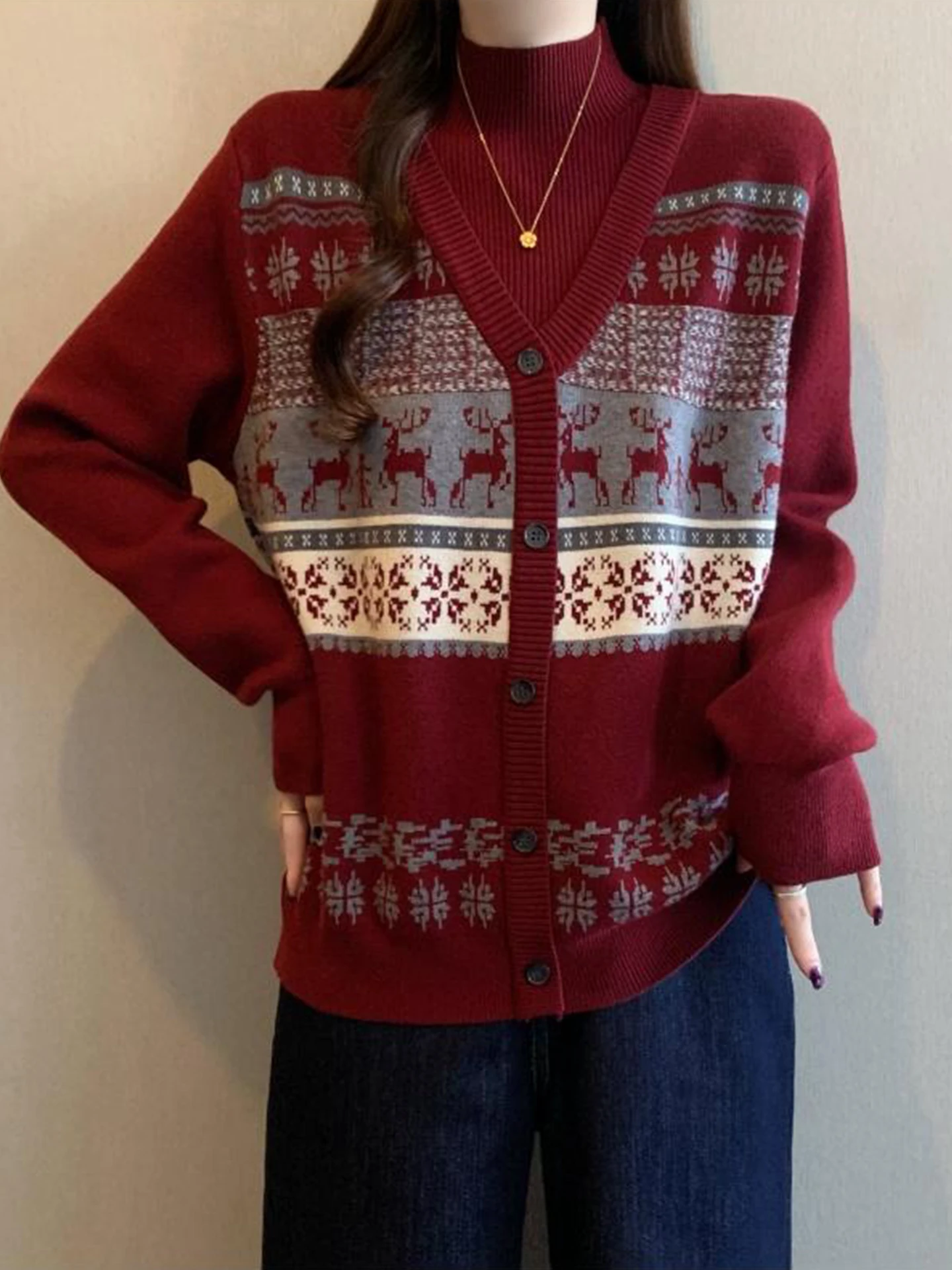 

Ретро-вязаный свитер женский, красный, с цветочной вышивкой, приталенный крой, осенне-зимний, утепленный, модный, повседневный, для работы и отдыха