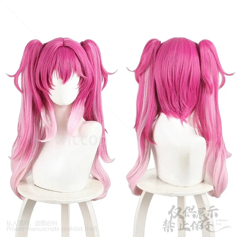 DY20루파 지라이 케이 소녀 코스프레 게임 윈터링 웨이브 애니메이션 핫핑크 트윈 포니테일 그라데이션 Y2K 헤어 할로윈 파티 코스튬 커스텀