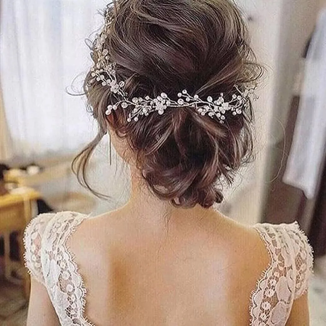 Elegant Handmade Pearl Bridal Headpiece 0.5/1.5m Adjustable Soft Beaded Hairband Wedding Bridal Shower Party Hair Accessory