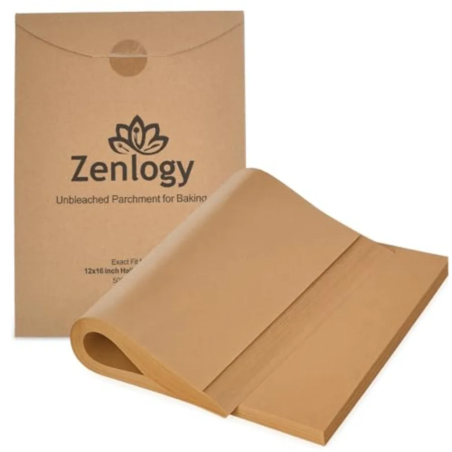 

Parchment Paper Sheets 12x16 sheets for Baking - Unbleached Chlorine-free High Heat Non-Stick Pre-Cut Parchment Paper for Half