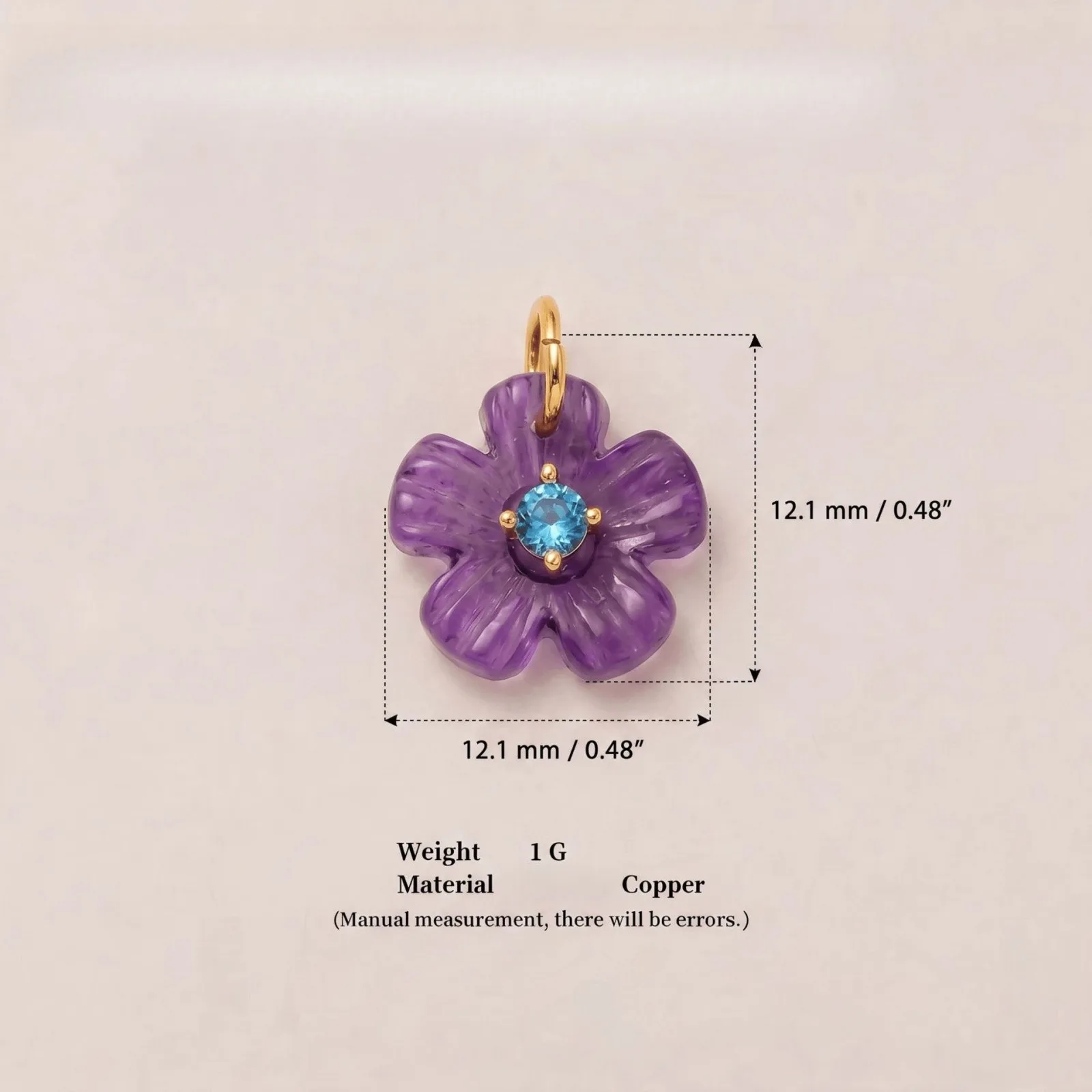 1 Stück Harz-Mehrfarben-Blumenanhänger, 18K vergoldeter Zirkonia-Messinganhänger für DIY-Halsketten- und Ohrringzubehör, Großhandel – Detail 8