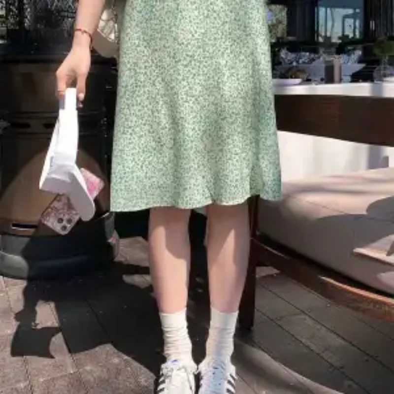 Summer Korean Style Small Fresh Floral Fishtail Skirt for Women High Waist Skirt