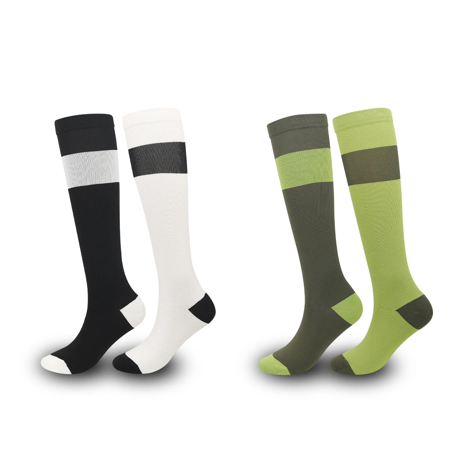 Green black and white pressure socks, boneless socks, children's fitness, running, skipping rope, yoga, long leg socks