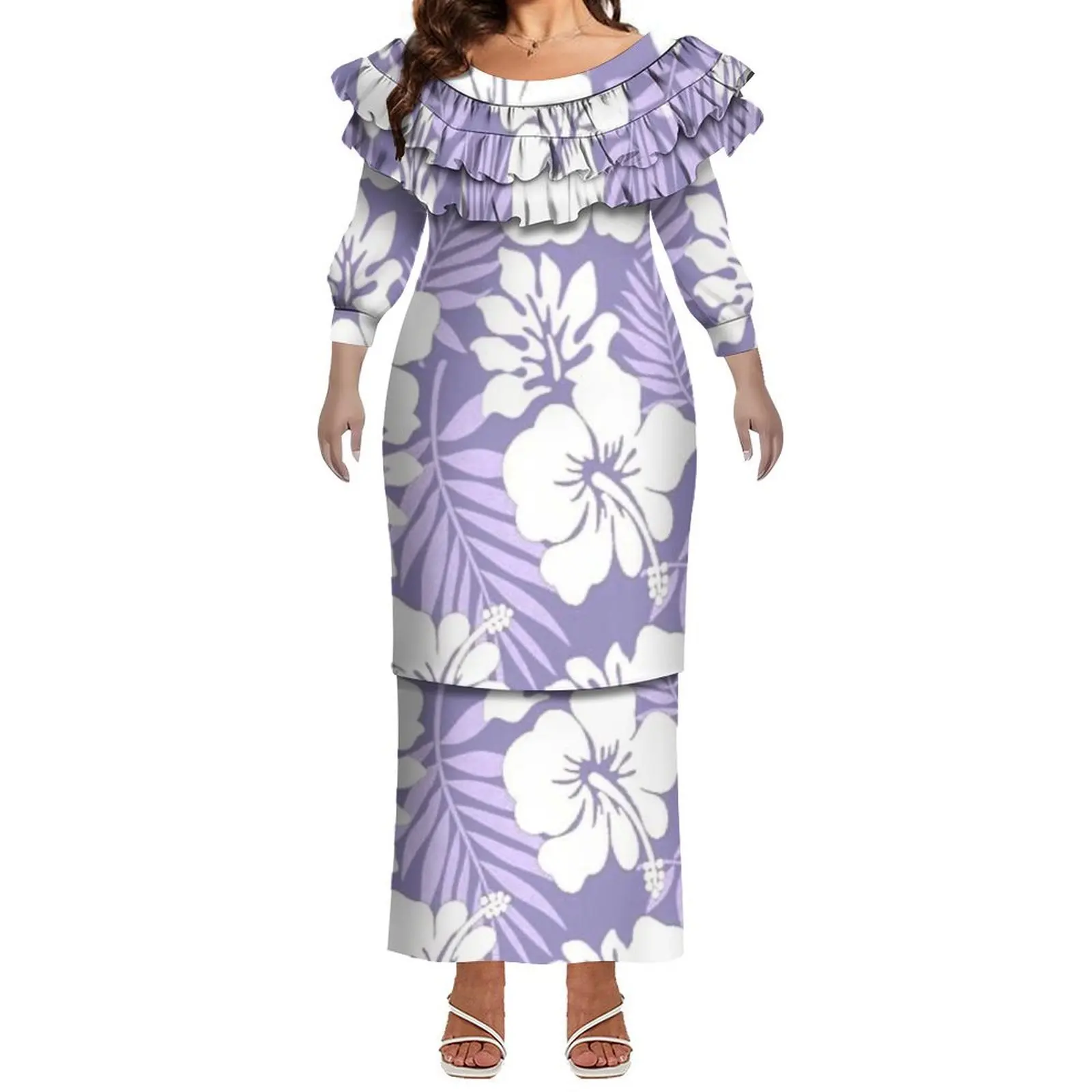 

Удобное и мягкое тканевое женское платье, полинезийское платье на заказ с гибискусом и листьями лотоса, кружевное утягивающее платье-пулетика