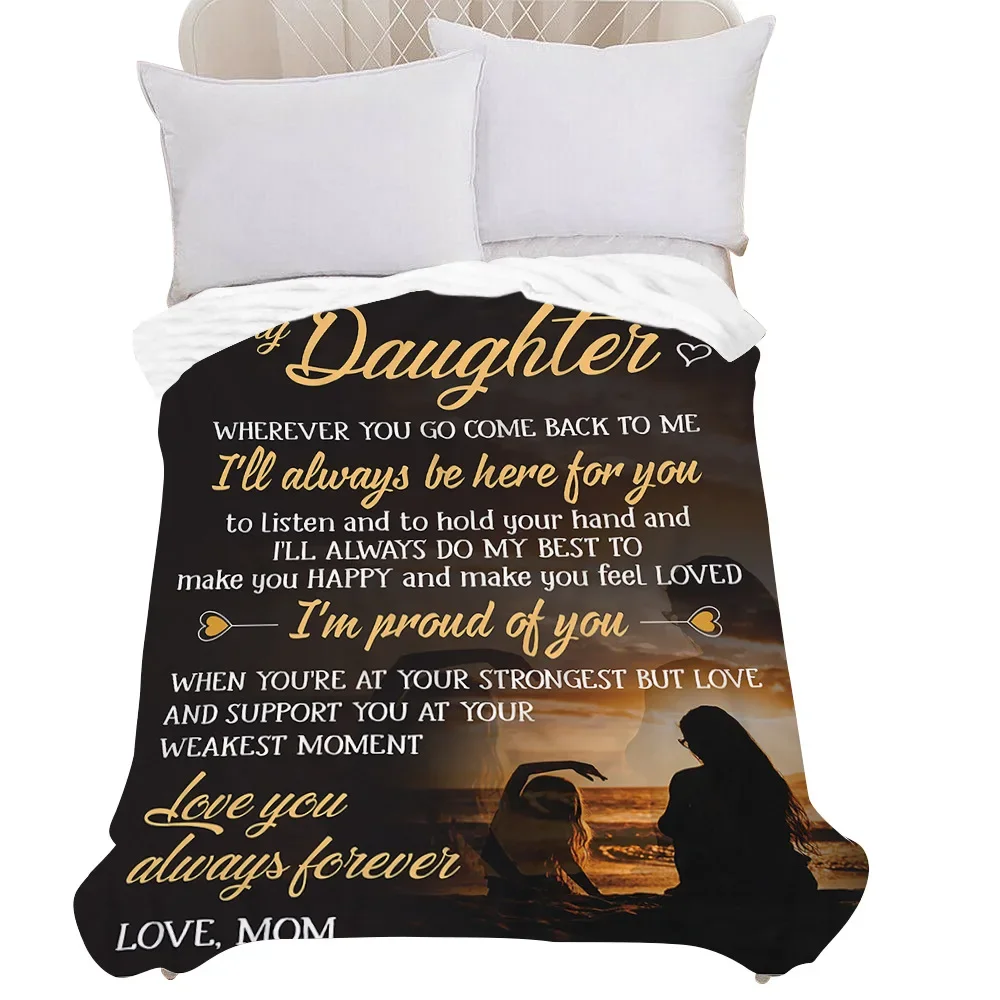 

To My Son Wife Daughter Theme Flannel Throw Blanket Super Soft for Living Room Sofa Couch Lightweight Birthday Gift Love Letter