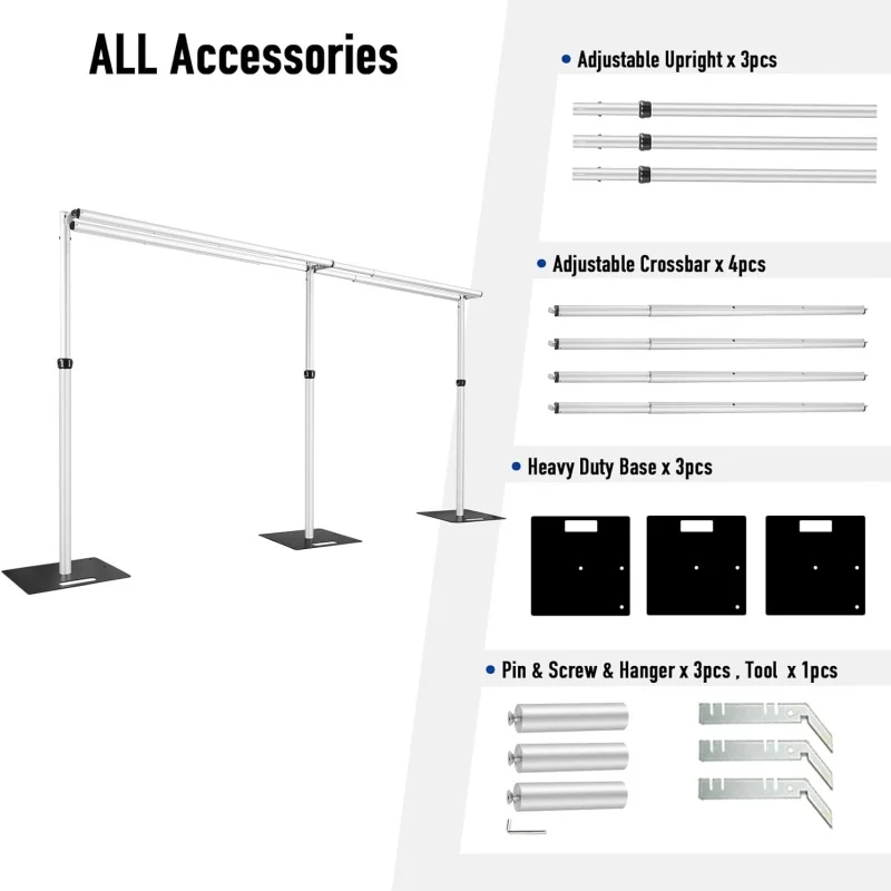 Double-Crossbar Backdrop Background Stand Frame Support System For Photography Photo Studio Video Muslin Green Screen - view 5