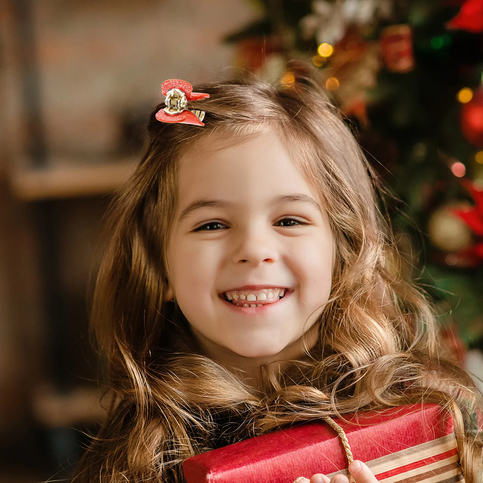 

Набор из 4 рождественских заколок-крабиков для волос для женщин, маленькие заколки-крабики для праздничных причесок, декоративные аксессуары для волос