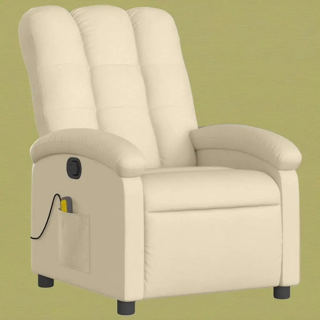 Cozy Cream Fabric Massage Recliner Chair for Comfort