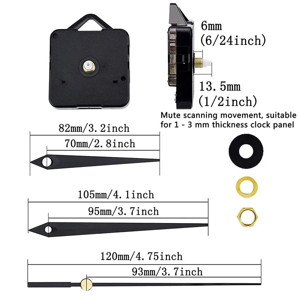 Clock Movement Mechanism High Torque Silent Sweep Mute Scanning Shaft Length Dial Thickness 3 25 Inch Repair Craft Kit
