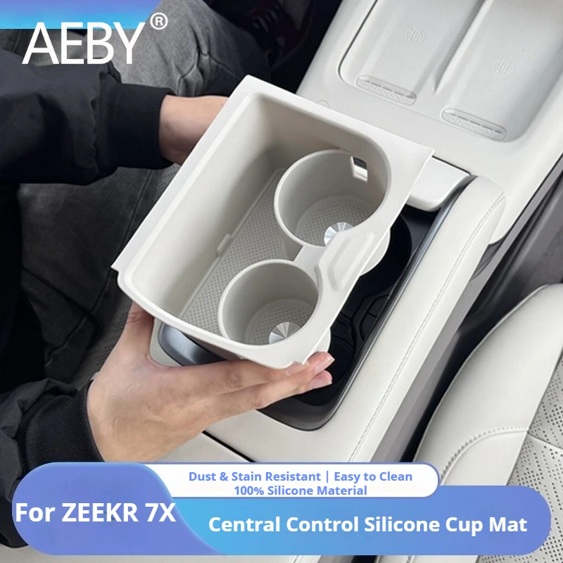 AEBY ل ZEEKR 7X 2024 2025 حامل الكأس مقاوم للماء سيليكون صينية بطانة كوستر إدراج حصيرة سيارة مركز وحدة التحكم اكسسوارات المنظم