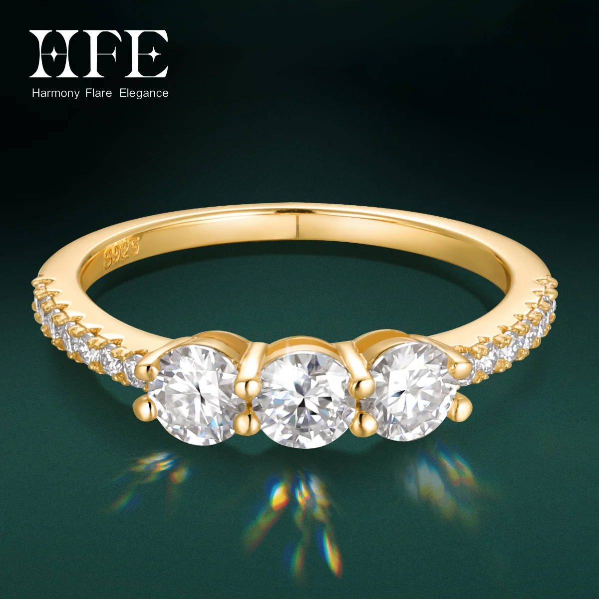 

HFE D VVS Moissanite 3 Diamond Ring 925 Silver 14k Stackable Engagement Ring Women's Anniversary Luxury Jewelry Custom Wholesale