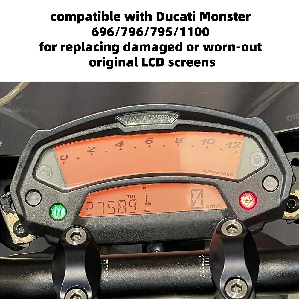 Motorcycle LCD Display For Ducati Monster 696 ABS 2009-2014 Speedometer Gauge Odometer
