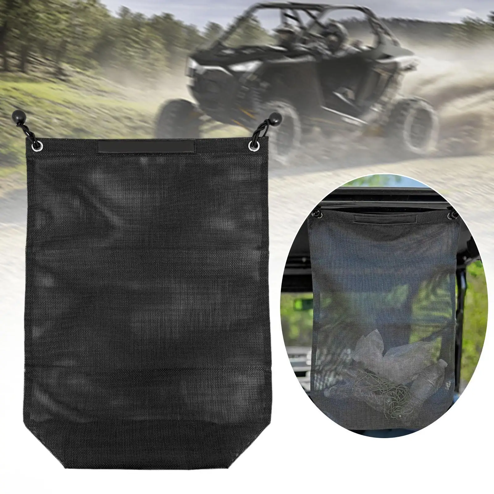 

UTV Beach Buggy Trash Storage Bag Mesh Cloth RV Camping Trash Organizer Trash Collection Bag Tear Resistant Universal Trash Sack