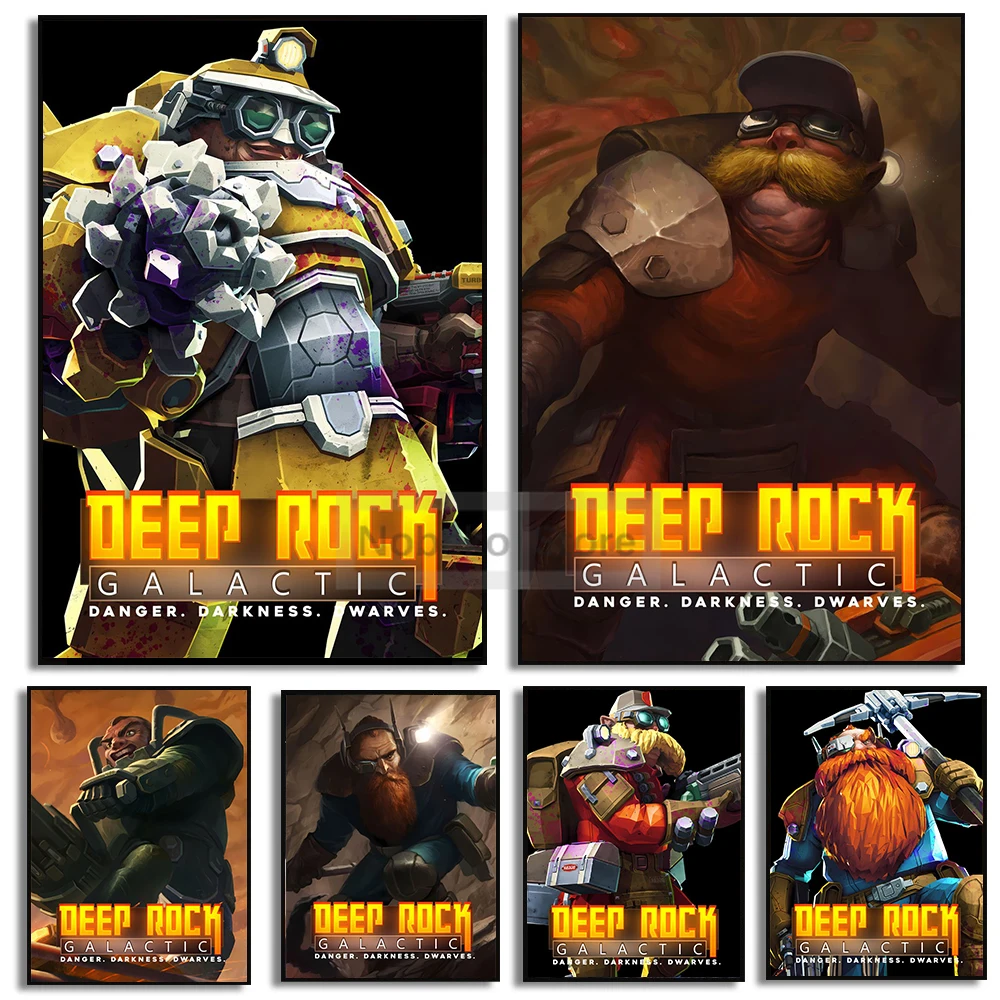 Denmark Popular FPS Games Deep Rock Character Poster Dwarf Miner Scout Engineer Prints Canvas Wall Art Pictures Home Room Decor