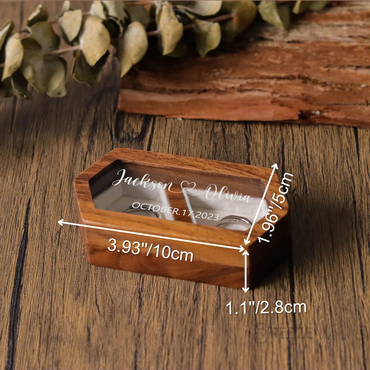 صندوق تخزين حلقي خشبي مخصص، شكل سداسي مع غطاء شفاف، الأفضل لاقتراح الزفاف، حقيبة تنظيم المجوهرات الفريدة #4