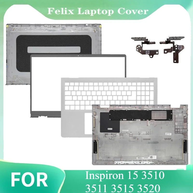 

Repalce Cover For Inspiron 15 3510 3511 3515 3520 LCD Back Cover LCD Front Bezel Palm Rest Bottom Cover Hinge silvery