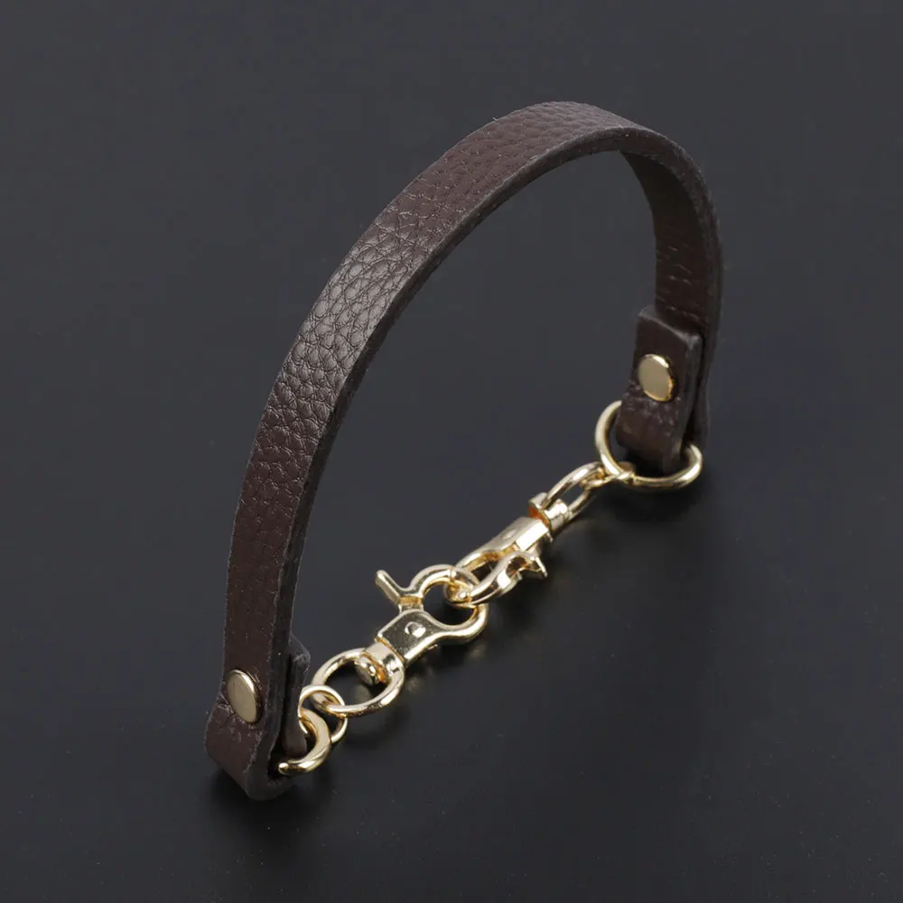 30CM Genuine Leather Lychee Pattern Handbag Strap With Gold Chain Replacement Strap For Women\'s Handbag DIY Bag Accessories