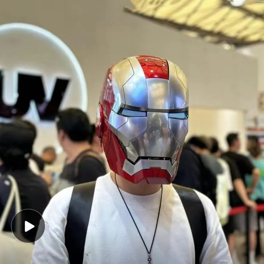 Marvel Iron Man Mk5 Helmet 6.0 Autoking Upgraded Version Imported Chips Wearable Helmets Blue And Silver Edition Adult Boy Gift