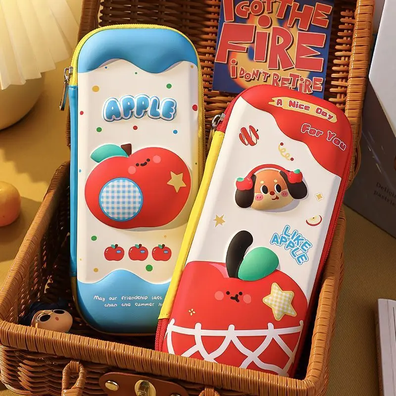 

Милый 3D яблочный щенок, мультяшный пенал большой емкости, кавайная сумка, сумка для хранения, студенческие канцелярские принадлежности, школьные принадлежности, обратно в школу