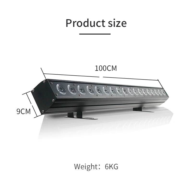 18x18W RGBWA UV 6-in-1 LED Pixel Control Wall Washer Light Bar DMX512 Single Independent Control DJ Disco Lights