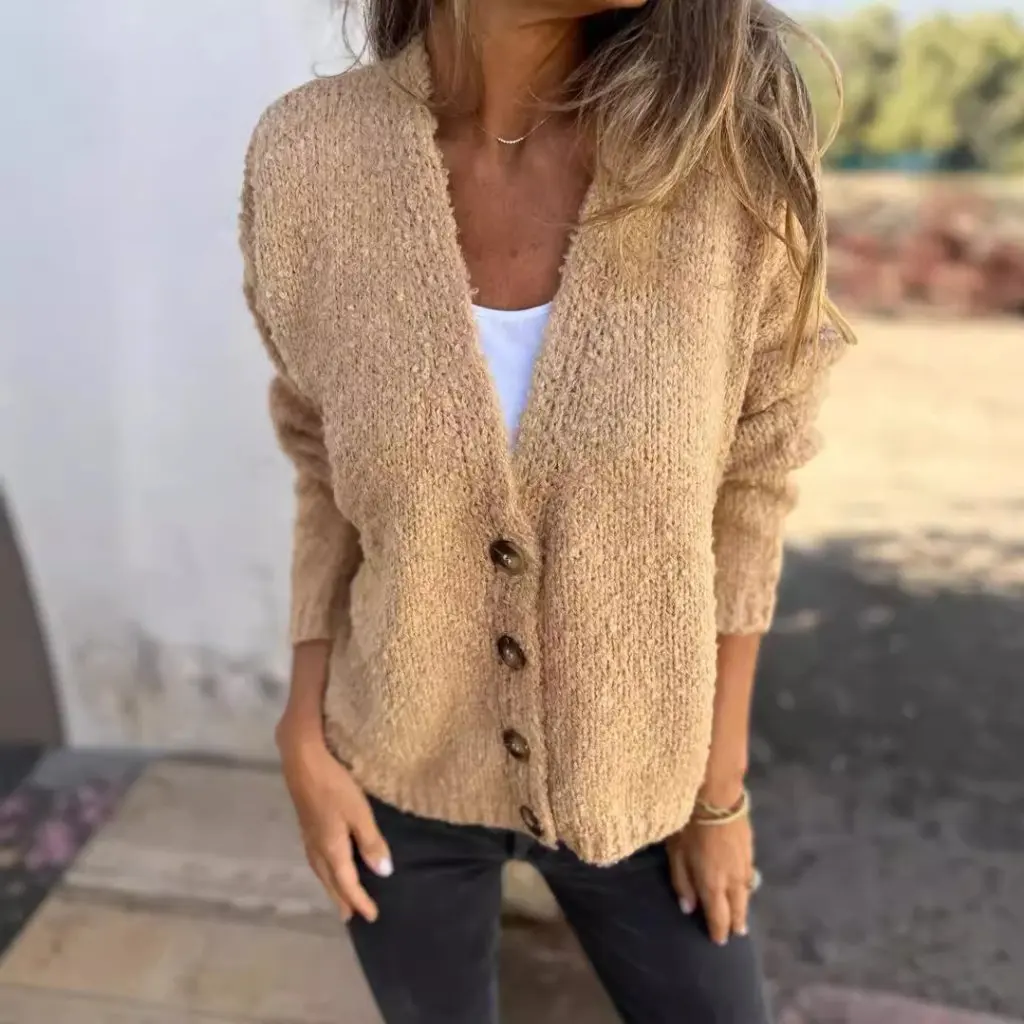 

Women's Solid Color Knitted Cardigan Sweater Autumn Winter New Independent Station Fashion Style from Europe And