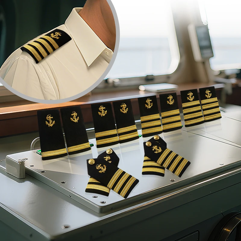 Military Navy Bullion Braid Hand Embroidery Epaulets T Shirt Suit Captain Chief Officer Shoulder Badge Sailor Epaulette