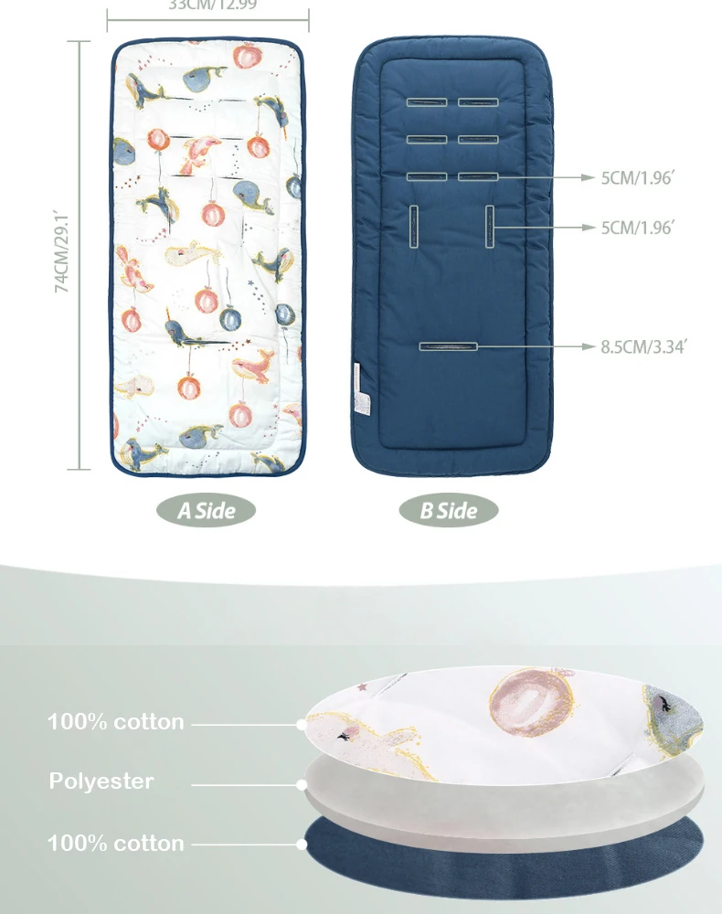 Komfortable Baumwolle Baby Kinderwagen Pad Vier Jahreszeiten Allgemeine Weiche Sitzkissen Kind Warenkorb Sitz Matte Kinder Kinderwagen Kissen Für 0-27M – Detail 10
