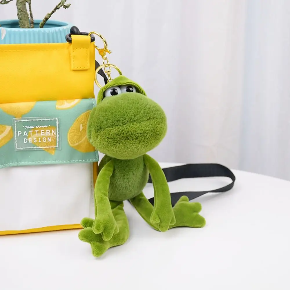 Frog Plush Keychain Soft Cartoon Plush Stuffed Toys Funny Hanging Accessory Car Key Pendant Backpack Decor