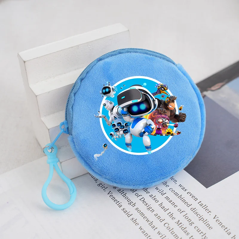 Astro Bot Boy Plush Round Coin Purse Cartoon Figure Printed Bag Girls Mini Cute Storage Bag Headphone Pouch Child Birthday Gifts