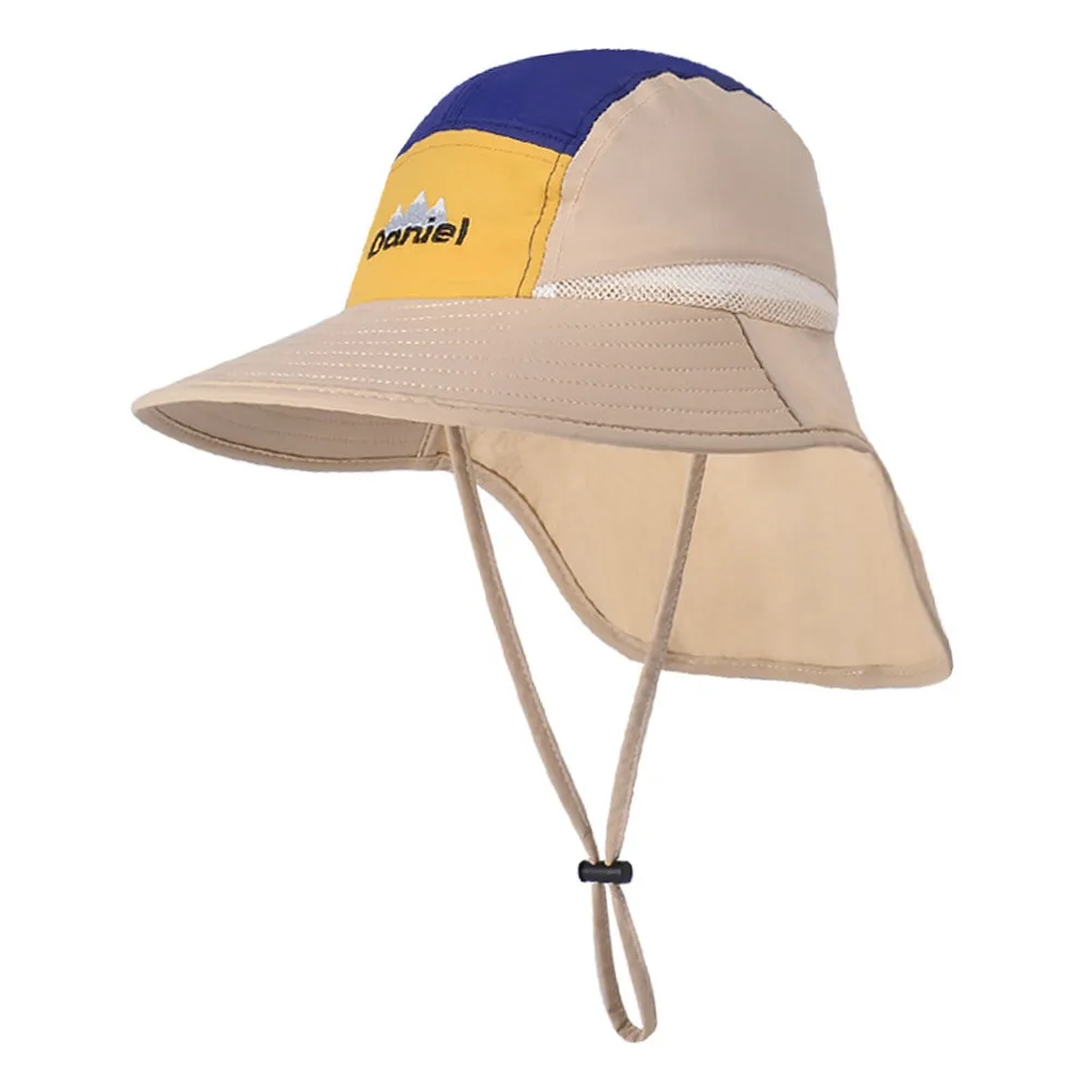 

Neck Protection Children’s Wide-Brim Sun Hat Quick-Dry Breathable Waterproof Fisherman Hat Windproof Kids’ UV Protection Hat