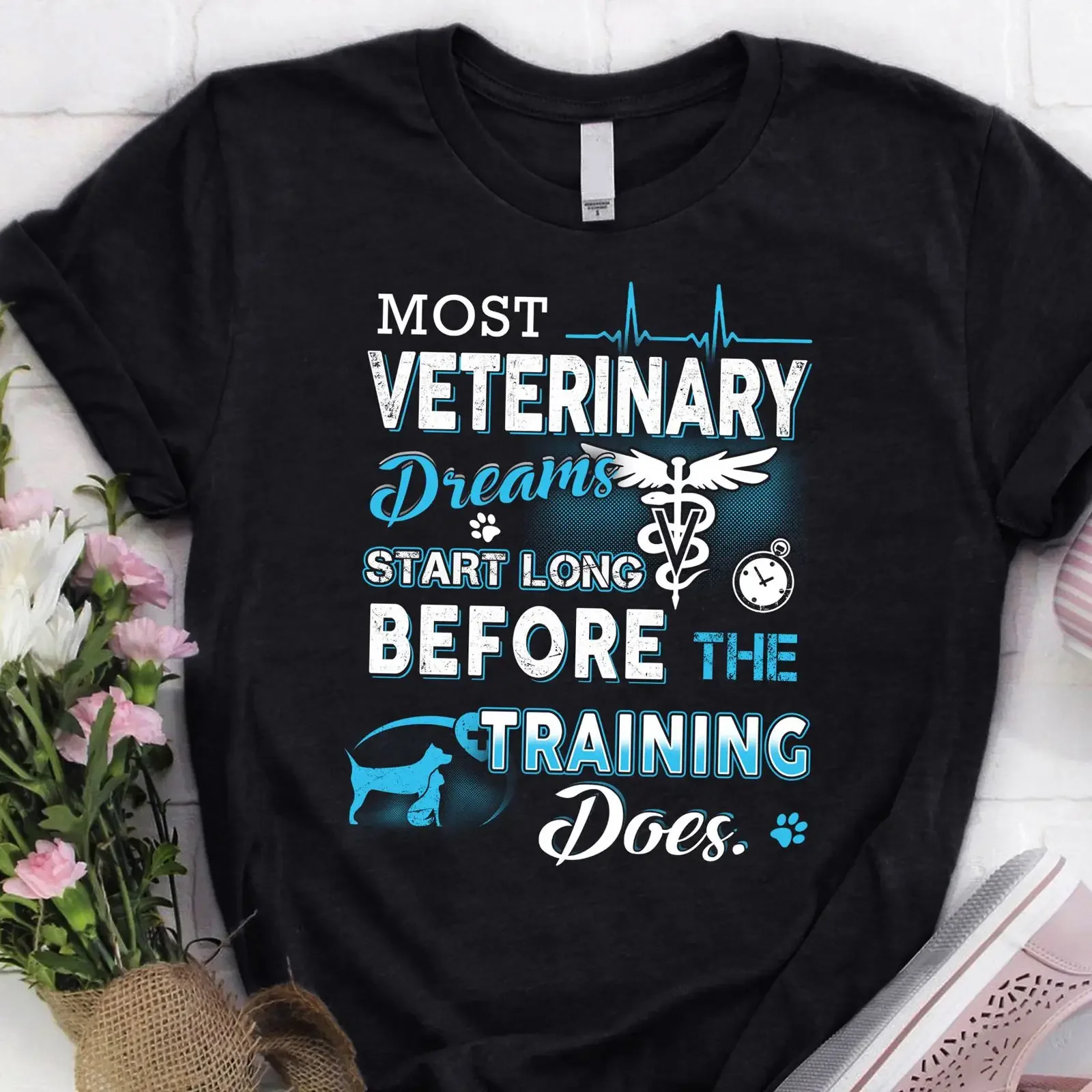 Most Veterinary Dreams Start Before Training T Shirt Vet Tech Veterinarian Technician for Student Worker vintage Washed