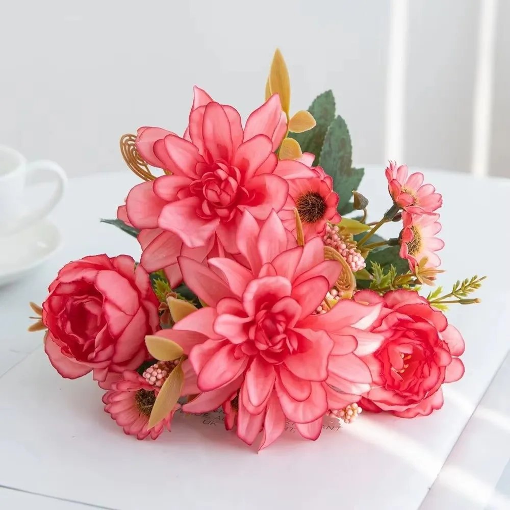 

Flower Arrangements Artificial Flowers DIY Bridal Bouquet Silk Dahlia Colorful Flower Arrangement Simulated Dahlia