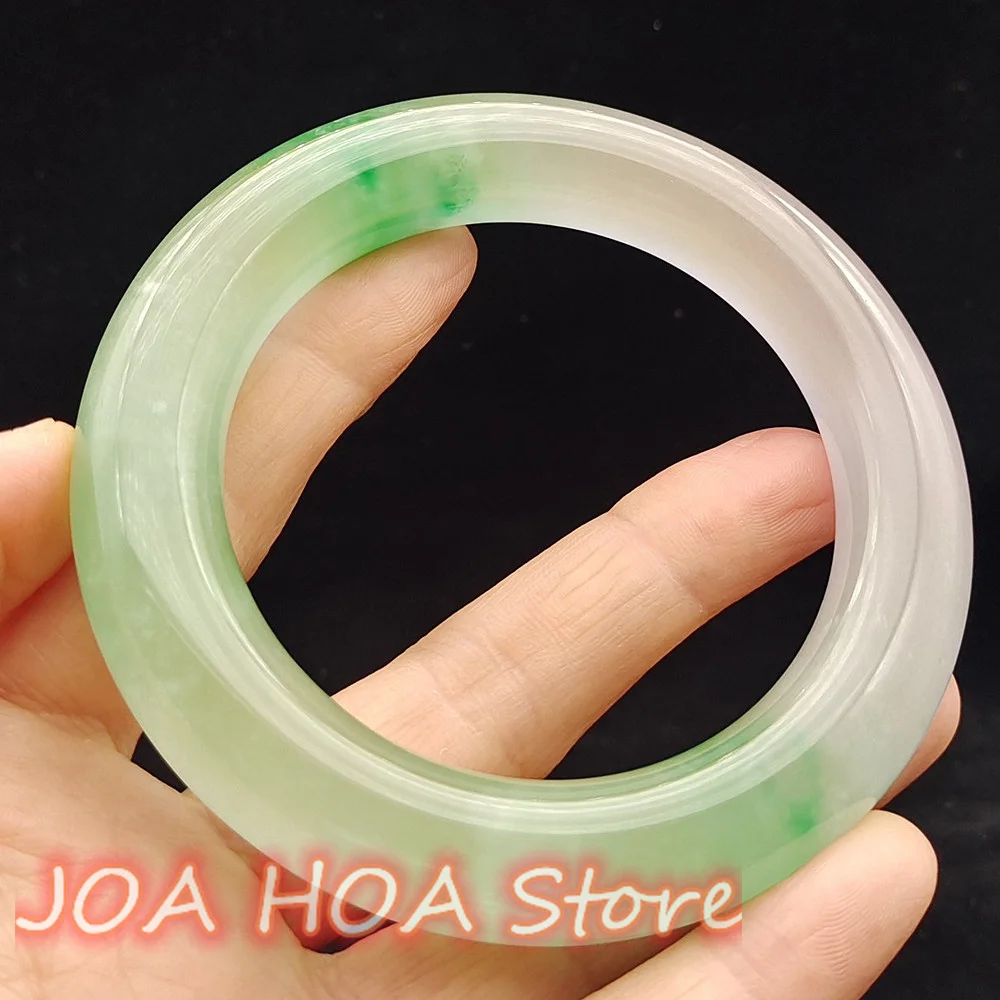 Ice Seed Floating Green Flower Jadeite Old Jade Bracelet Thick 13mm High-Ice Exquisite Jade Bangle Handring Fine Jewelry