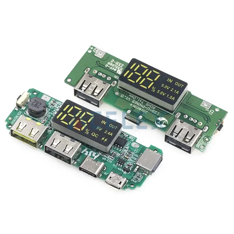 Lithium Battery Charger Board LED Dual USB 5V 2.4A Micro/Type-C USB Mobile Power Bank 18650 Charging Module Circuit Protection