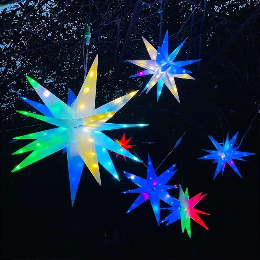 Dia40/50/60CM Smart Christmas Star Tree Topper Moravian Star Light LED Bluetooth App & RGBIC Remote Firework Starburst Light