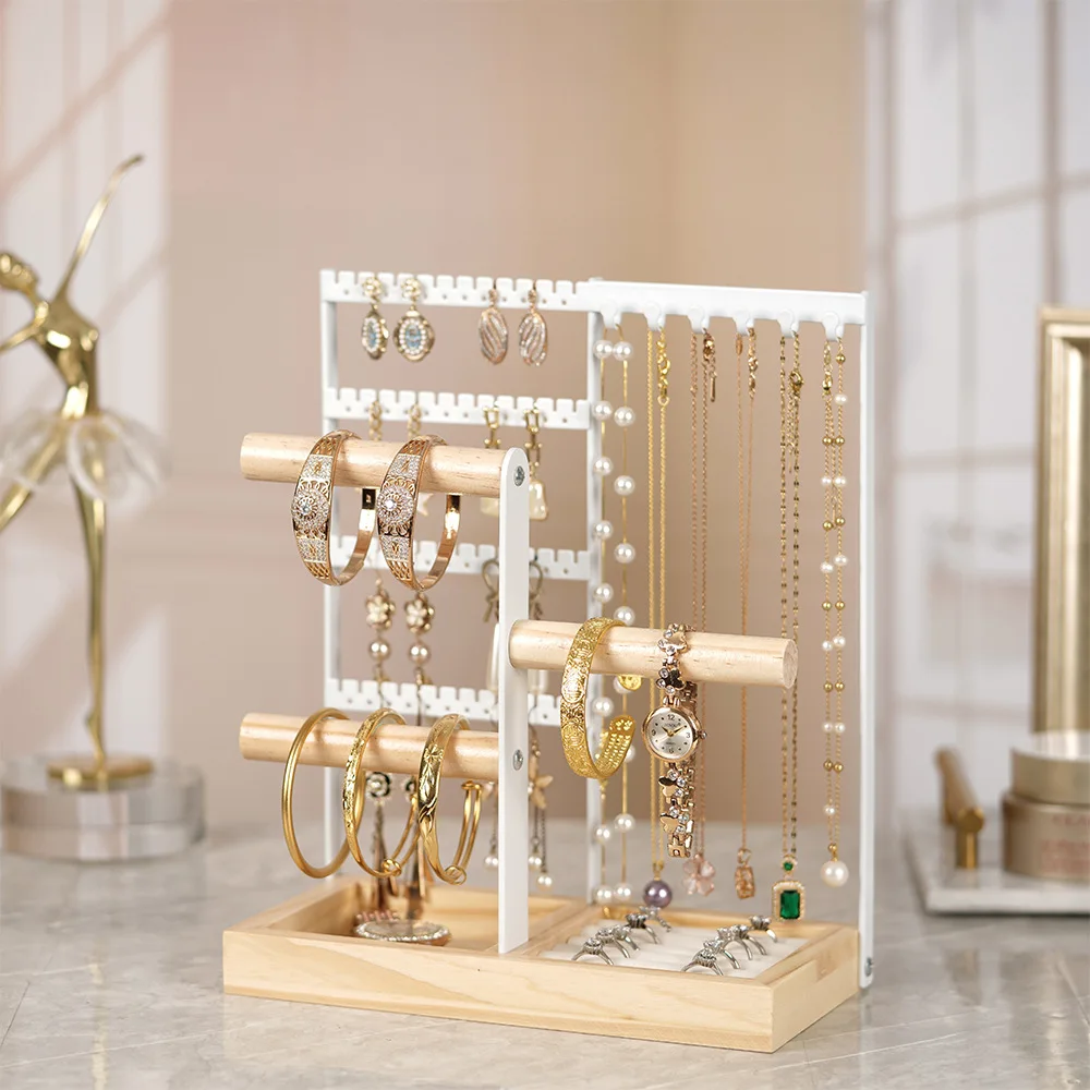 

Jewelry display stand necklace ear ring hanger bracelet double-axis accessory storage detachable