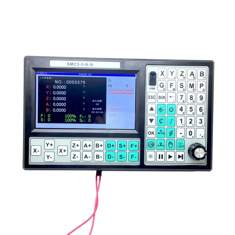 CNC 5 Axis RTCP Offline Mach3 USB Controller SMC5-5-N-N 500KHz G-Code with 7 Inch Large Screen for CNC Engraving Cutting Machine