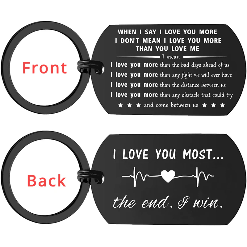I Love You More Most Keychain - Anniversary Birthday Valentines Couple Lover Gifts for Him Her Husband Wife Boyfriend Girlfriend