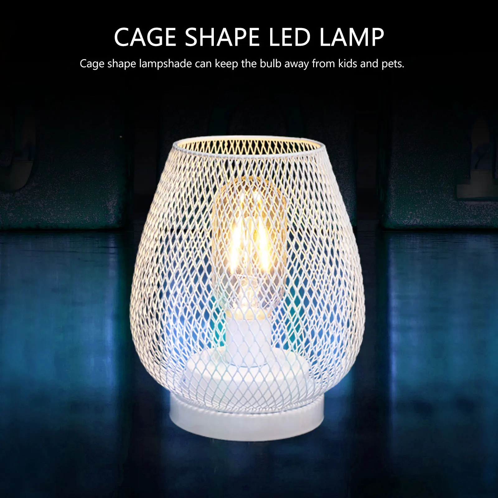 

1Set Cage Shape Birdcage Desk Lamp Vintage Design Safe for Kids Pets Decorative Protective Lampshade White Lamp